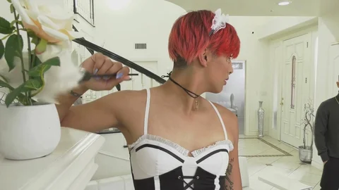 GenderX: Pierced maid Pixi Lust rough masturbation in HD