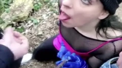 Sissy engulf 2 Strangers cocks In The Park