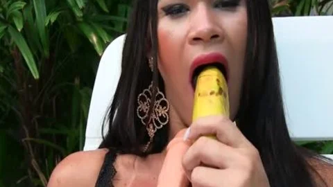 Sensual ladyman Erika Lee Masturbates With A Banana And Sticks A fake penis Up Her wazoo