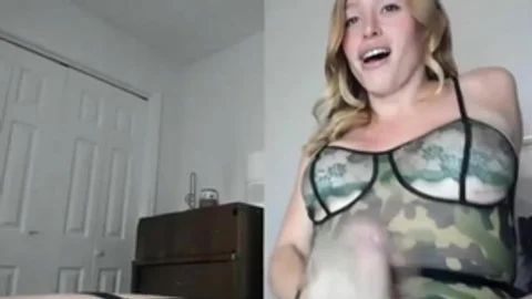 blonde tranny Masturbating Her weenie In sofa