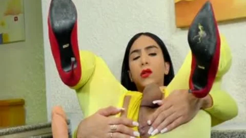 TS Yasmin Dornelles Milks every Drop Out Of Her big Shaft