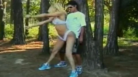 Buff dude Sucks tgirl Claudia Hunter's  Hard Pole previous to fucking Her Chocolate Eye In The Shade Of Trees