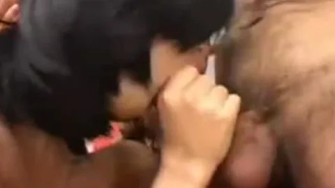 Petite lady-man Riding On Hard rod