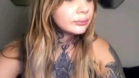 large breasts shemale With Full Tattoos Wanks Hard On web camera