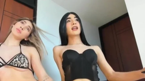 tranny couple Jerking Their throbbing Shaft