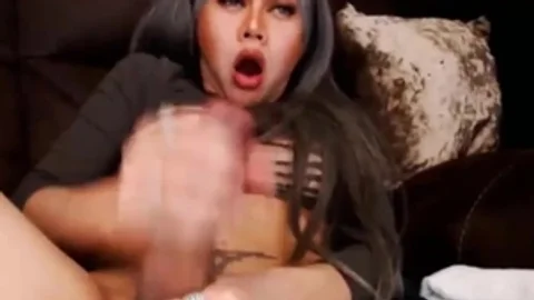 Trans girl With large schlongs Enjoys Her Masturbation