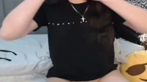 charming Ladyboy Masturbates And Cums In Hand