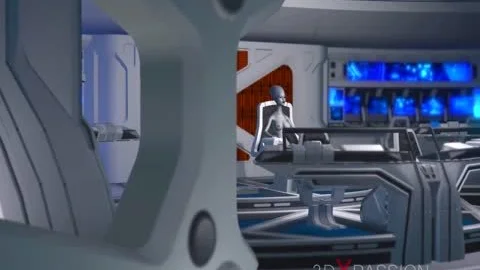 3d Alien Dickgirl bonks A wild ebon In The Space Station