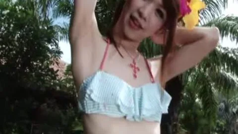 Outdoor ladyboy jack off And anal Play
