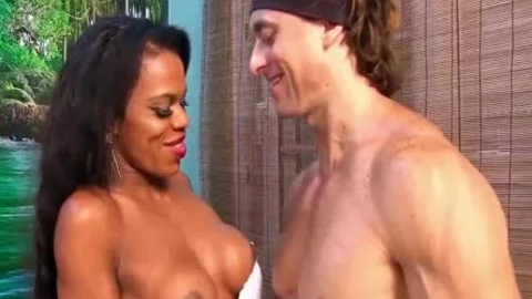 ebon ladyboy Lavinia Magalhaes And A Whate teen poke Each Other Up The arse